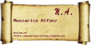 Meszarics Alfonz névjegykártya